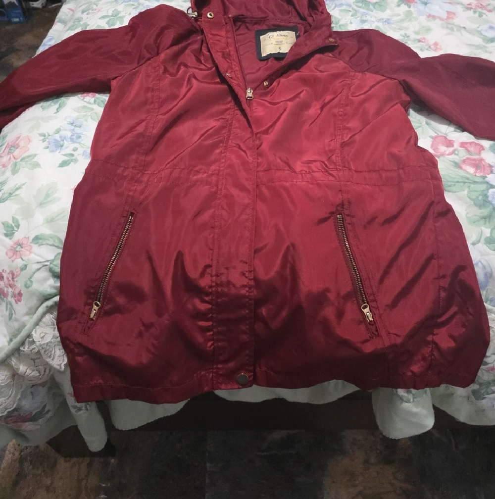 Ci Sono Women's Hooded Utility Jacket - Burgundy Red